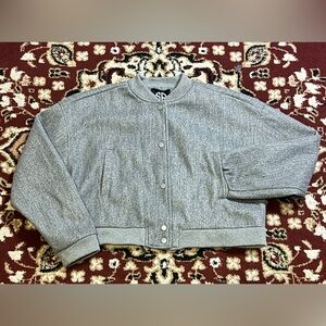 Size XL - Gray Cropped Varsity Jacket